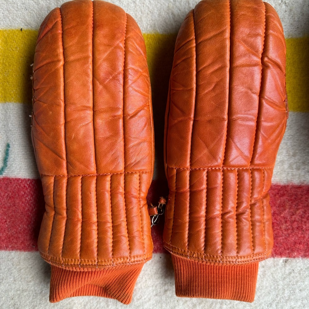 Vintage Orange Mittens